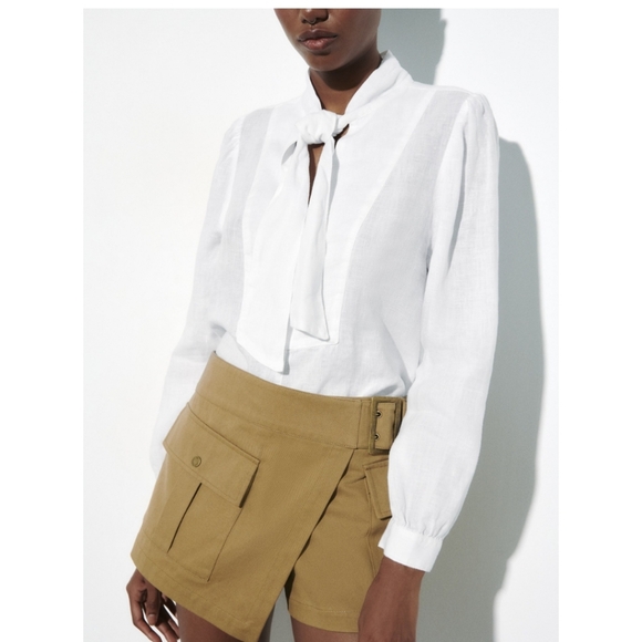 100% LINEN BOW SHIRT - Picture 2 of 8